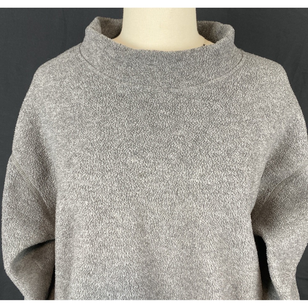 Eastern Mountain Sports Womens XL Gray Fleece Mock Neck Pullover Made in USA EMS